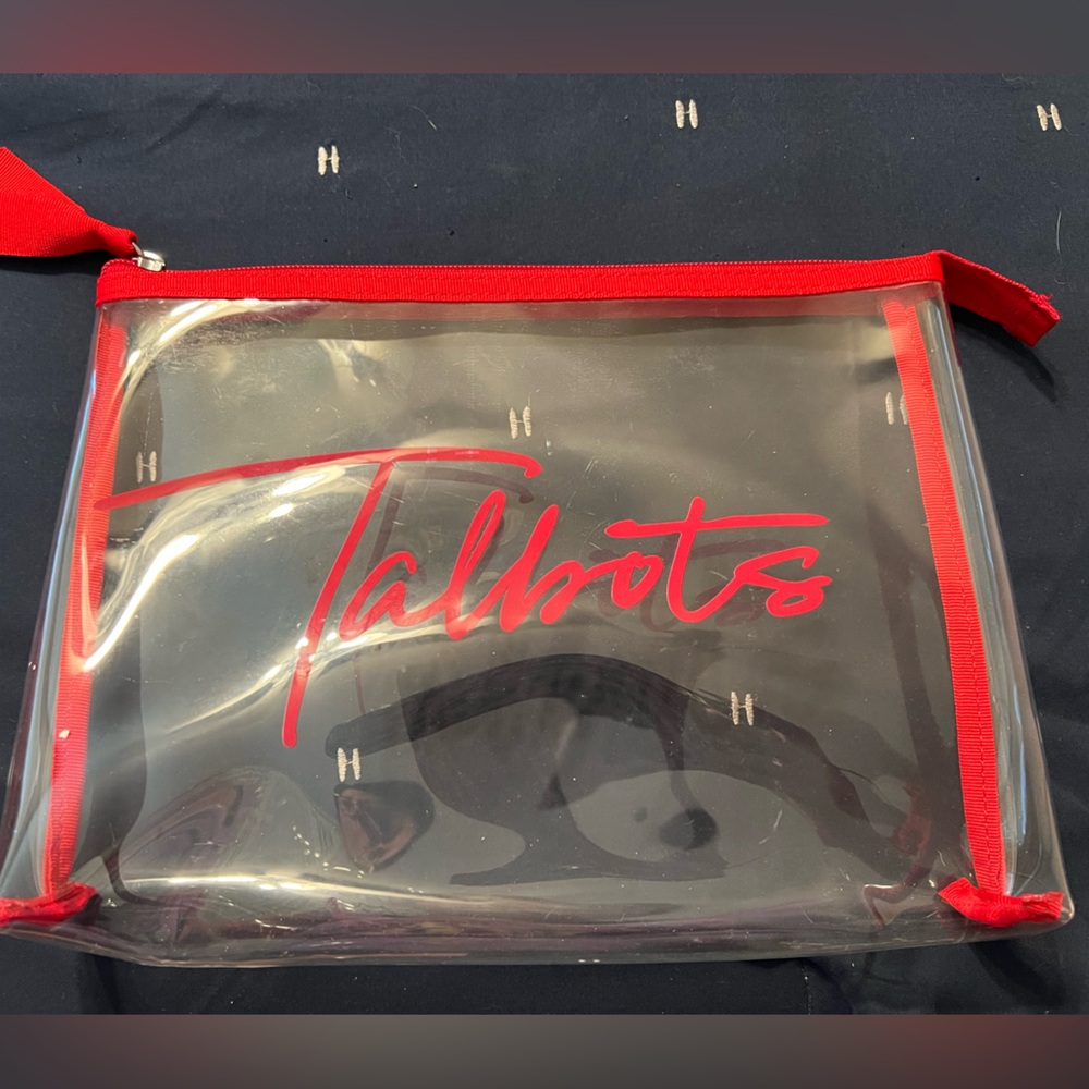 Talbots Clear Cosmetic Bag with Red Accents